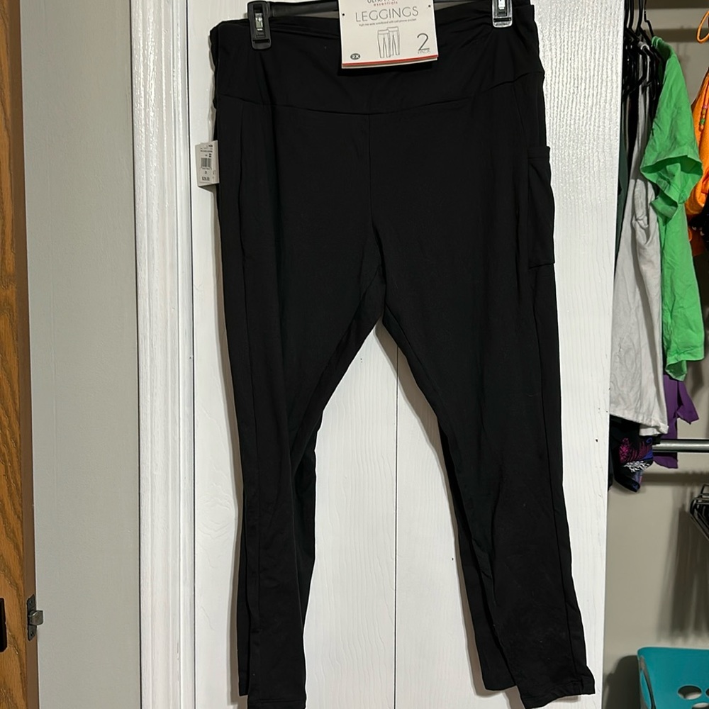 2 pairs! NWT black leggings with cell pocket